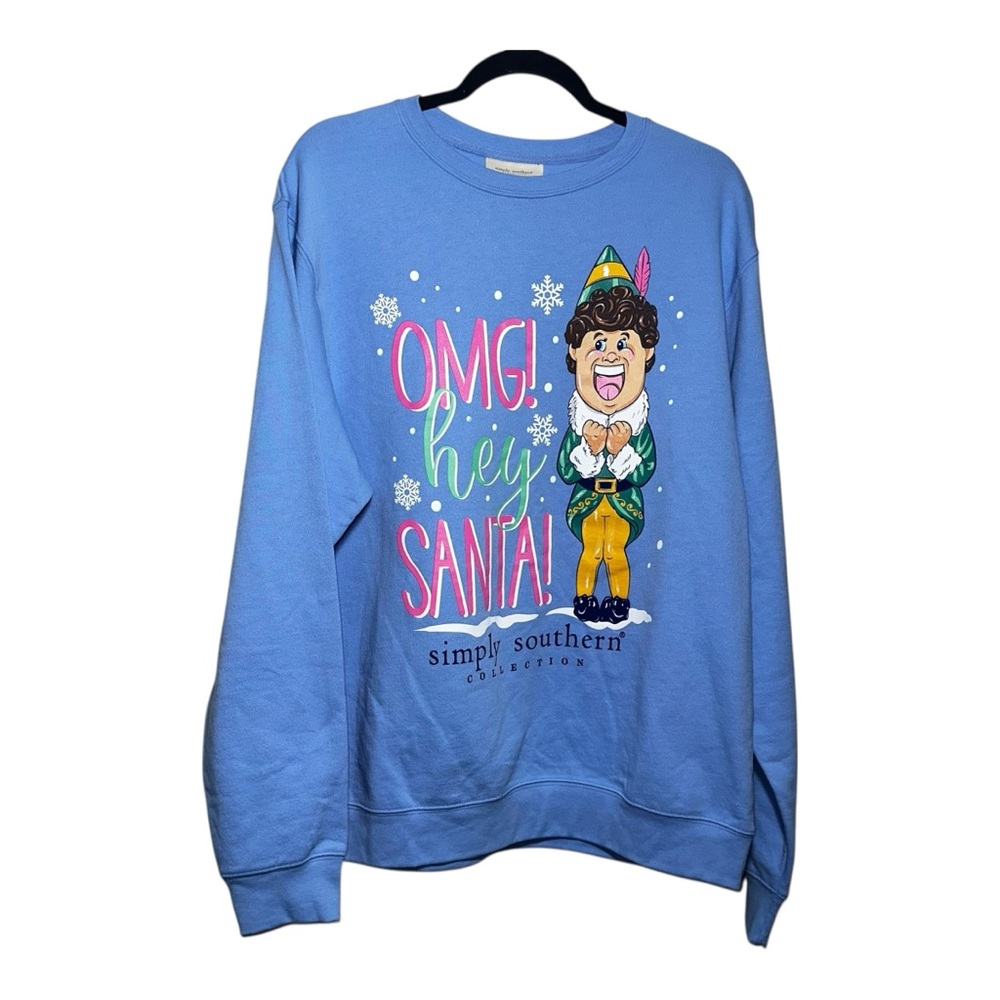 NWOT SIMPLY SOUTHERN “Elf” Blue Sweatshirt -‎ M